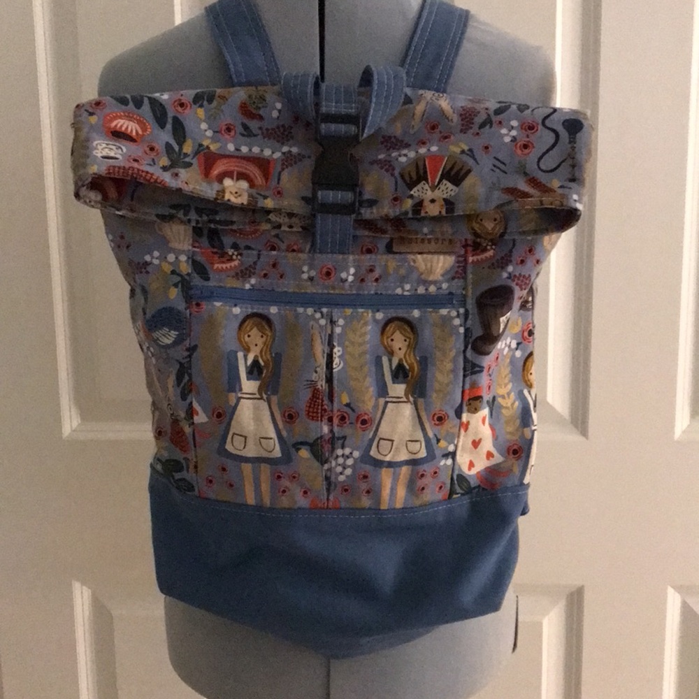 Rocks Baby Scissors Handmade Backpack Alice in Wonderland Cheshire Cat Blue